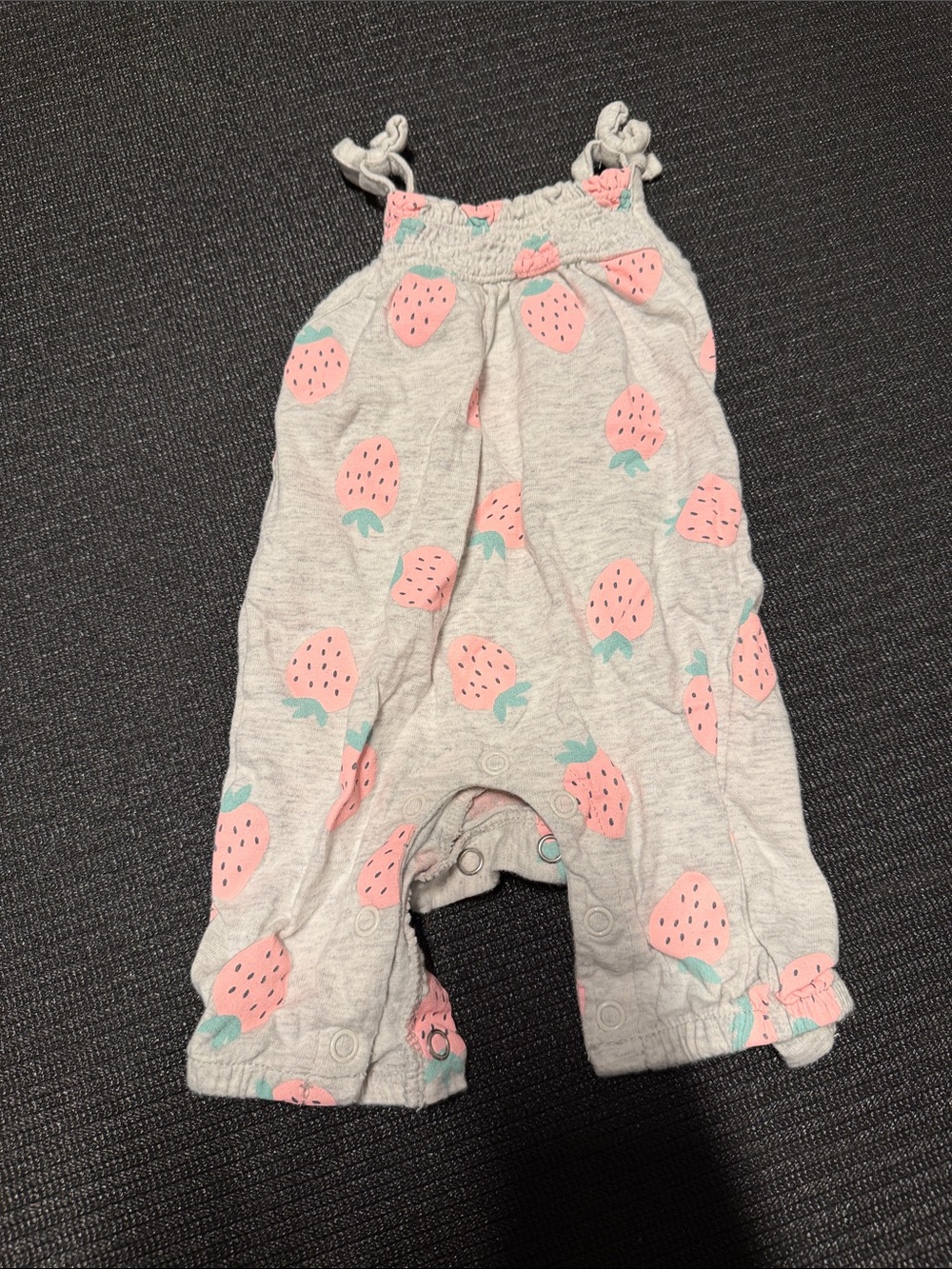 Carter's Gray Romper with Pink Strawberry Print